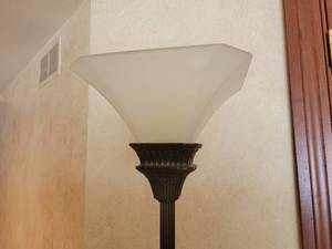 lot 46 image: Modern Contemporary Frosted Glass Torchiere Lamp