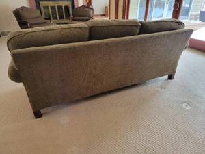 lot 11 image: Olive Henredon Rolled Arm 3 Cushion Sofa
