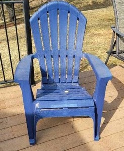 lot 68 image: Royal Blue Adirondak Chairs  set of 3