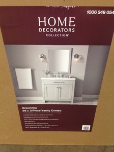 lot 6 image: Home Decorators Collection Greenview 36.50 in. W x 18.75 in. D x 36.27 in. H Single Sink Bath Vanity in Pearl Gray with White Top and Mirror