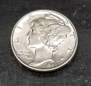 1940 US MERCURY DIME UNC