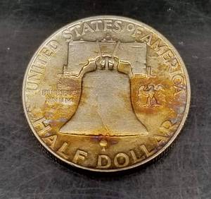 1957-D FRANKLIN HALF DOLLAR RICH TONING