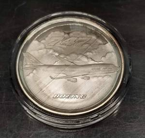 VINTAGE BOEING 747 SILVER COMMEMORATIVE 1 TROY OZ .999 FINE SILVER
