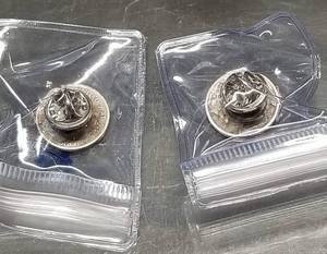 2 MERCURY DIME PENDANTS TIE CLIPS