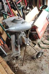 lot 108 image: Vintage Waterwitch Outboard Boat Motor, Motor Stand