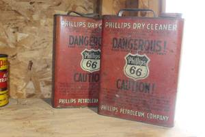 lot 353 image: Lot of (2) Vintage Phillips Petroleum Company Metal Dry Cleaner Cans