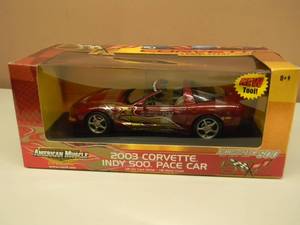 lot 13 image: AMERICAN MUSCLE 118 SCALE DIECAST 2003 CORVETTE INDY 500 PACE CAR - NEW IN BOX - AWESOME PIECE - SEE PICTURES