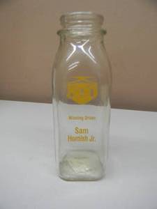 lot 25 image: INDIANAPOLIS 500 SAM HORNISH Jr. WINNING DRIVER REPLICA MILK BOTTLE - MAY 28TH 2006 - AWESOME PIECE - SEE PICTURES