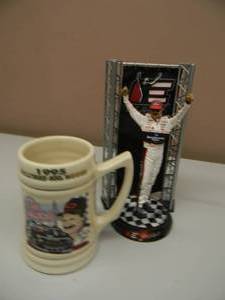 lot 30 image: DALE EARNHARDT #3 GM GOODWRENCH 1995 BRICKYARD 400 WINNER BEER STEIN MUG, GOLD WITH ActionMcFarlane Series 1 2003 #3 Dale Earnhardt Action Figure - VERY COOL PIECE THE INTIMIDATOR - NICE - APPROX 10 - SEE PICTURES