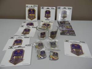 lot 31 image: CROWN ROYAL 400 AT THE BRICKYARD COLLECTION - HAT  LAPEL PINS, DECALS, MAGNETS, SHOT GLASSES - VERY COOL COLLECTION - SEE PICTURES