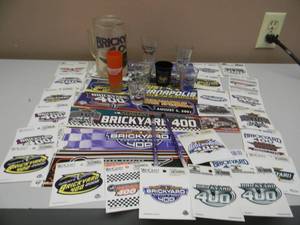 lot 38 image: BRICKYARD 400 INDIANAPOLIS MOTOR SPEEDWAY COLLECTION - MUG, SHOT GLASSES, MAGNETS, DECALS, BUMPER STICKERS - GREAT COLLECTION - SEE PICTURES