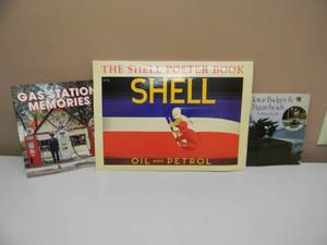 lot 43 image: VINTAGE - THE SHELL POSTER BOOK, OIL AND PETROL By David Bernstein (Framable) GREAT PIECE - GAS STATION MEMORIES BOOK BY MICHAEL KARL WITZEL - SEE PICTURES