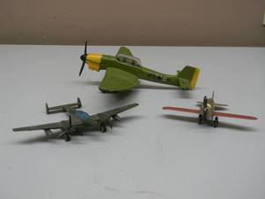 lot 55 image: Vintage DINKY TOYS No. 721 German Stuka JUNKERS JU87B Battle of Britain Aircraft - AWESOME PIECE - WITH TOOTSIE TOY PLANE & PLAY ART PLANE - SEE PICTURES