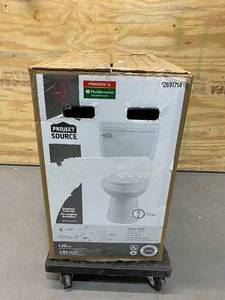 lot 80 image: PROJECT SOURCE Pro-Flush White Elongated Chair Height 2-Piece WaterSense Toilet 12-in Rough-In Size (ADA Compliant)