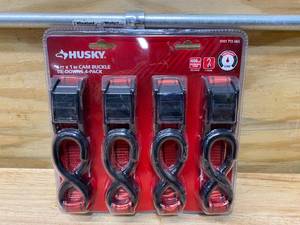 lot 83 image: HUSKY 1 in. x 6 ft. Locking Tie-Down (4-pack)