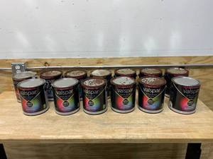 lot 91 image: VALSPAR Lot of 13 Gallons of-  Optimus Stain-Blocking Paint and Primer- Pure White (EggshellInterior)