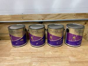 lot 93 image: CLARK  KENSINGTON Lot of 4 Gallons of-  Hi-Gloss Enamel- Paint and Primer In One (Designer White)