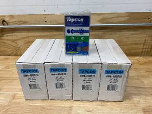 lot 106 image: BUILDEX TAPCON Lot of 4 Cases of-  14 x 4 Concrete Anchor Screws (100 Anchors Per Case)