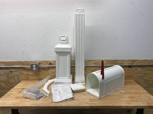 lot 108 image: POSTAL PRO White The Lexington Mailbox and Post Kit