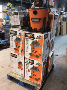 Pallet with assorted Ridgid Shop Vacs various models and conditions customer returns see pictures