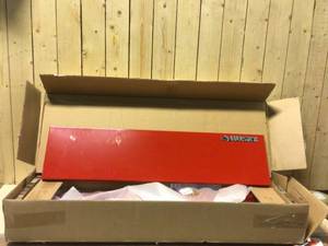 lot 91 image: Steel Garage Wall Shelf in Red (36 in. W x 9 in. H x 9 in. D) by Husky Customer Returns See Pictures