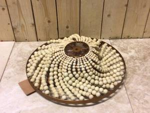 JONATHAN Y Allison 15 in. Wood BeadedMetal LED Flush Mount, Antique Gold  Cream Customer Returns See Pictures