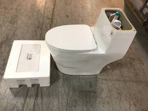 Woodbridge Everette 1-Piece 1.01.6 GPF High Efficiency Dual Flush Elongated Toilet, Map Flush 1000 Grams and WaterSense Toilet open box customer return