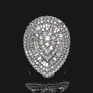 Extra Large 3 CARAT Pear Shape Diamond Cluster Ring in 14k Gold Statement, Cocktail, Estate Ring is a Must See  $8,275 Retail VIDEO