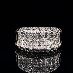 Full of Elegant Sparkle 1.10 CARAT Diamond Beveled Concave Estate Ring in 14k Two-Tone Gold $3,950 Retail VIDEO