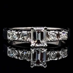 Extremely Fine 0.70ctw Emerald Cut Diamond VVS Square Channel Set Tiered Estate Ring in 14k White Gold $3,699 Retail VIDEO
