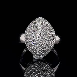 Sparkling Sophistication  1.00 CARAT Diamond French Pave Marquise Crown Estate Ring in 14k White Gold $3,150 Retail VIDEO