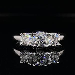 Enviable Elegance Classic 0.75ctw Round Diamond Three-Stone Past, Present, Future Estate Ring in 18k White Gold $3,775 Retail VIDEO