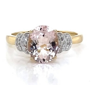 Lightest Sparkling Pink  Pink Oval Morganite &amp Diamond Pave Tiered Cocktail Estate Ring in Yellow Gold $1,880 Retail VIDEO