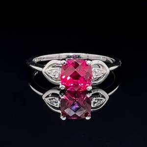 Gorgeous Red Lab Created Ruby &amp Diamond Cocktail Estate Ring in White Gold $999 Retail