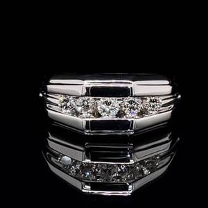 Mens 0.60 Carat Diamond Beveled Top Channel Band Estate Ring in 14k White Gold $1,899 Retail VIDEO