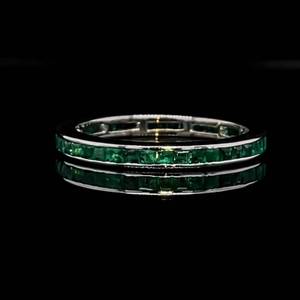 2.00 Carat Square Very Fine Natural Emerald Stackable Eternity Channel Band Ring in 18k White Gold $2,400 Retail VIDEO