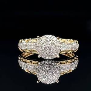 Gorgeous Sparkler 0.35ctw Diamond French Pave Round Top Textured Estate Ring in Yellow Gold $1,299 Retail VIDEO