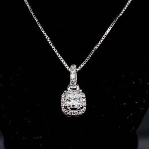 Understated Glamor 0.33ctw Diamond Princess Halo Petite Estate Pendant Necklace in 14k White Gold $1,450 Retail VIDEO