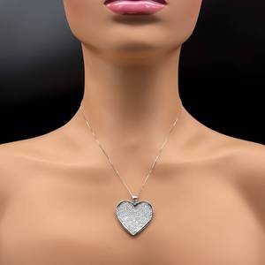 Dazzling Impressive 7.00 carats of VS Diamonds, Invisible Set Heart Pendant Necklace 14k White Gold Estate $14,999 Retail VIDEO