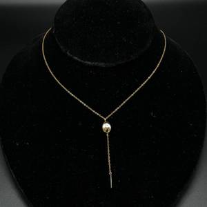 Beautiful Retro Estate Oval Pendant Lariat Layering Y-Necklace in 14k Yellow Gold