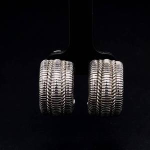 JUDITH RIPKA Textured Twisted Rope Half Hoop Earrings with Omega Backs Luxury Designer
