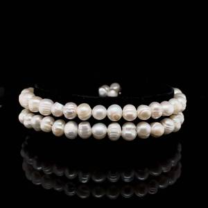 Estate Classic Style Double Strand White Pearl Bracelet with Lobster Clasp