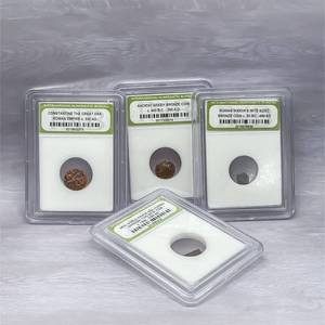 LOT OF 4 ANCIENT COINS Widows Mite, Greek Coin, Pirate Era Spanish Coin, and Roman Constantine Coin