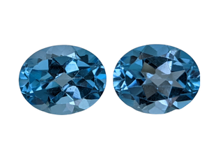 Perfectly Matched Pair of 5.99 ctw Natural Sky Blue Topaz Gemstones