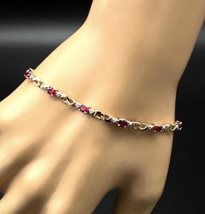 Ruby & Diamond Bracelet in Yellow Gold Interlocking Links  $1,850 Retail