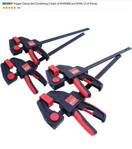 (2) BESSEY Trigger Clamp Set Containing 2 Each of EHKM06 and EHKL12 (4-Piece). See Pictures