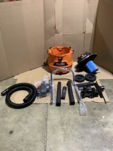 RIDGID 16 Gallon 6.5-Peak HP NXT WetDry Shop Vacuum with Cart, Fine Dust Filter, Hose and Accessories. See Pictures
