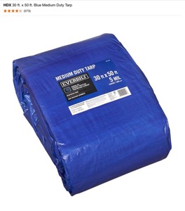 Various Sizes & Colors of HDX and Everbilt HeavyMedium Duty Tarps. See Pictures