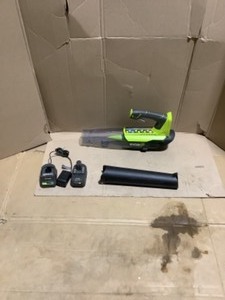 RYOBI ONE 18V 100 MPH 280 CFM Cordless Battery Variable-Speed Jet Fan Leaf Blower with 4.0 Ah Battery and Charger. See Pictures