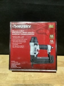 Husky Pneumatic 2-in-1 18 Gauge 2 in. Brad Nailer and 14 in. Narrow Crown Stapler with Fasteners (400-Count). See Pictures